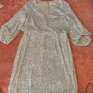 Eliza J Sequined Blouson Shift Dress